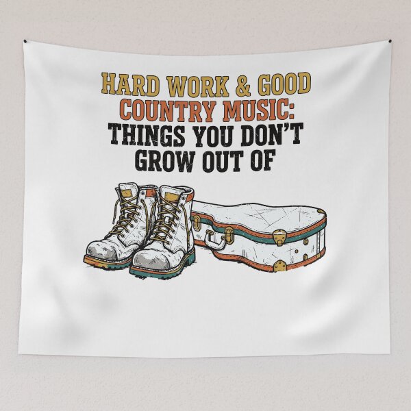 Item preview, Hard Work & Good Country Music – Boots, Guitar & Gritty Country Lifestyle designed and sold by Designart68.