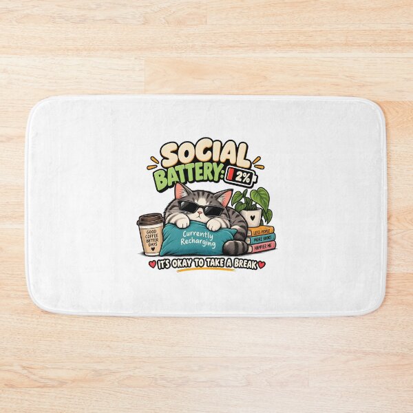 Item preview, Social Battery 2% Funny Introvert Cat designed and sold by shaswag.