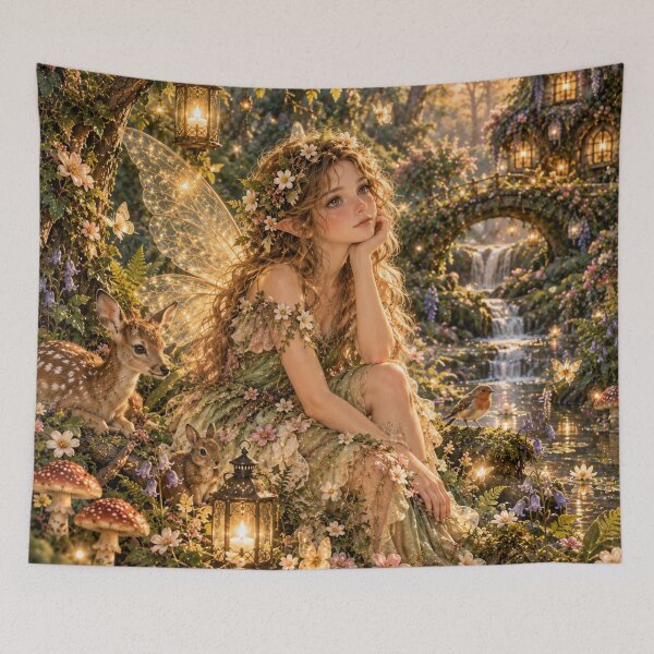 Item preview, Golden Fairy Woodland Dream designed and sold by FairyArtCottage.