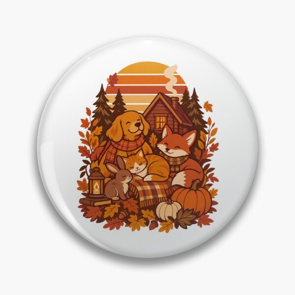Item preview, Cozy Autumn Forest Cabin Animals designed and sold by LuveraxArt.
