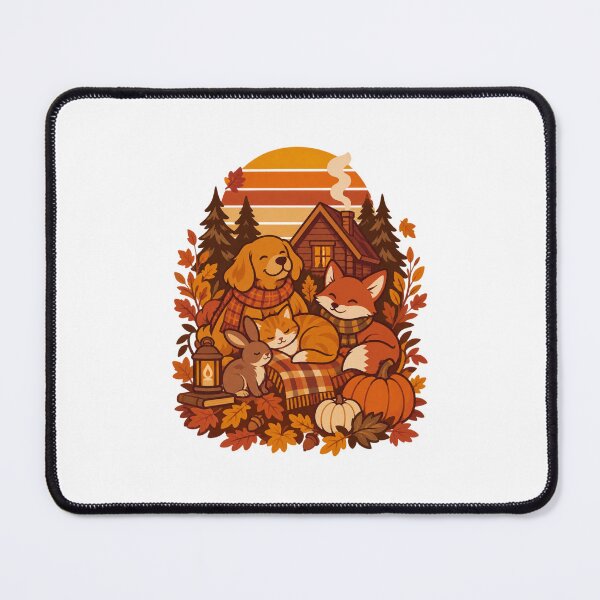 Item preview, Cozy Autumn Forest Cabin Animals designed and sold by LuveraxArt.