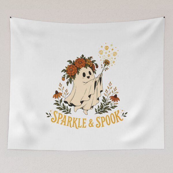 Item preview, Cottagecore Flower Crown Ghost Autumn Marigold Spirit designed and sold by chattsuede.