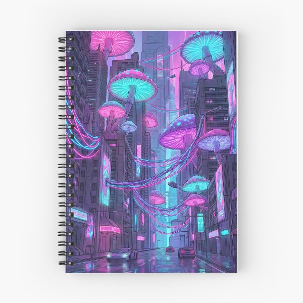 Item preview, Cyberpunk Bioluminescent Mushroom City Futuristic Night designed and sold by IriArt-Designs.