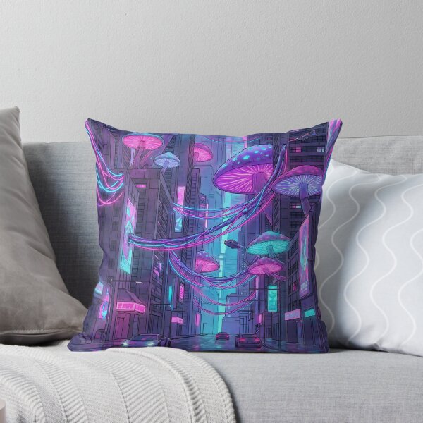 Item preview, Cyberpunk Bioluminescent Mushroom City Futuristic Night designed and sold by IriArt-Designs.