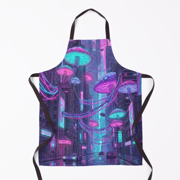 Item preview, Cyberpunk Bioluminescent Mushroom City Futuristic Night designed and sold by IriArt-Designs.