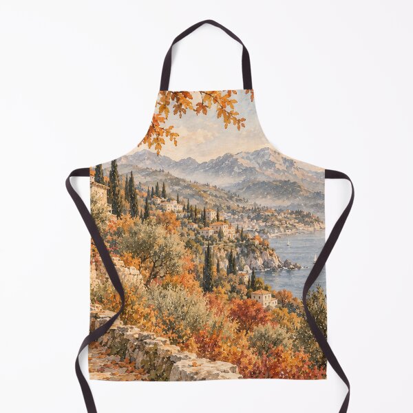 Item preview, Rustic Mediterranean Autumn Coastal Hillside Oil Painting designed and sold by Jozefin's Studio.