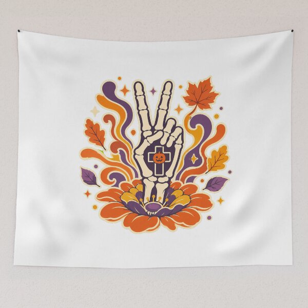 Item preview, Groovy Christian Autumn Peace Hand With Pumpkin Cross designed and sold by chattsuede.