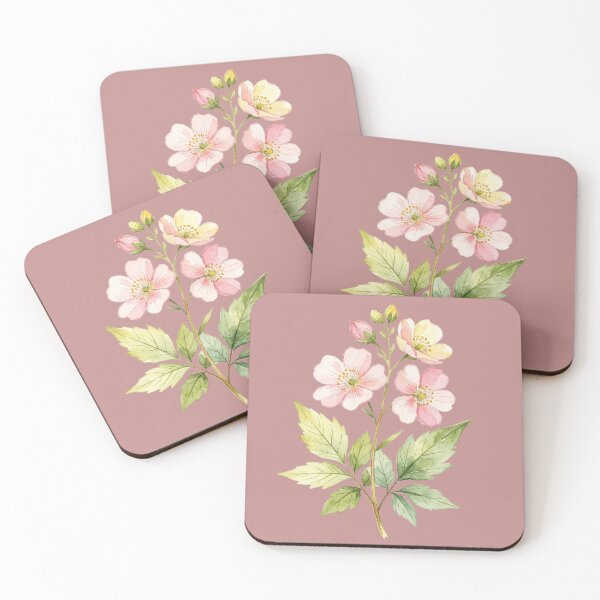 Item preview, Branch of flowers in pink and yellow watercolor designed and sold by mixoubraw.