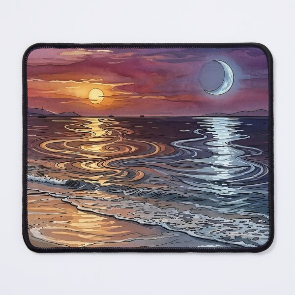 Item preview, Copy of Sunset Beach – Ocean Sunset, Crescent Moon & Dreamy Coastal Aesthetic designed and sold by Y-MOONSTAR.