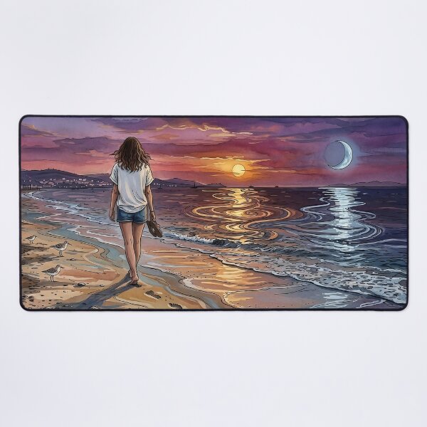 Item preview, Copy of Sunset Beach – Ocean Sunset, Crescent Moon & Dreamy Coastal Aesthetic designed and sold by Y-MOONSTAR.