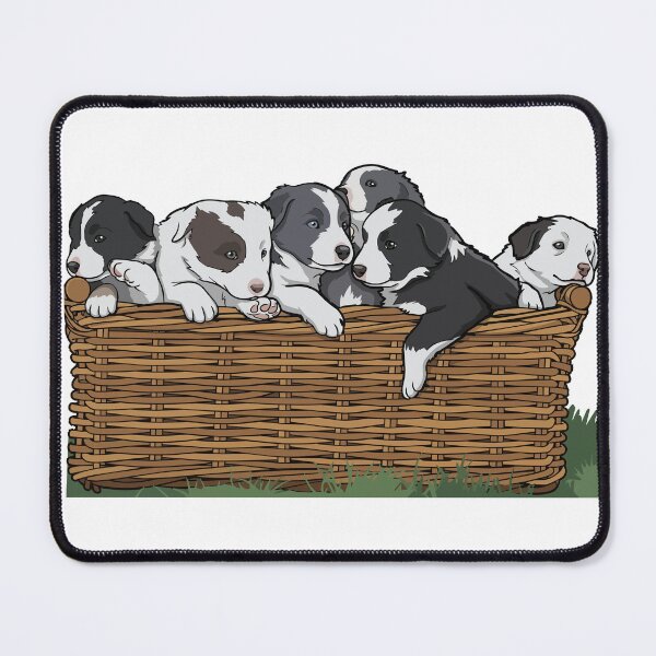 Item preview, Basket of Border Collie Puppies designed and sold by Bluek9sDesign.