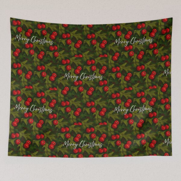 Item preview, Merry Christmas Hawthorn Berries Pastel Art designed and sold by JoyfulWhimsy.