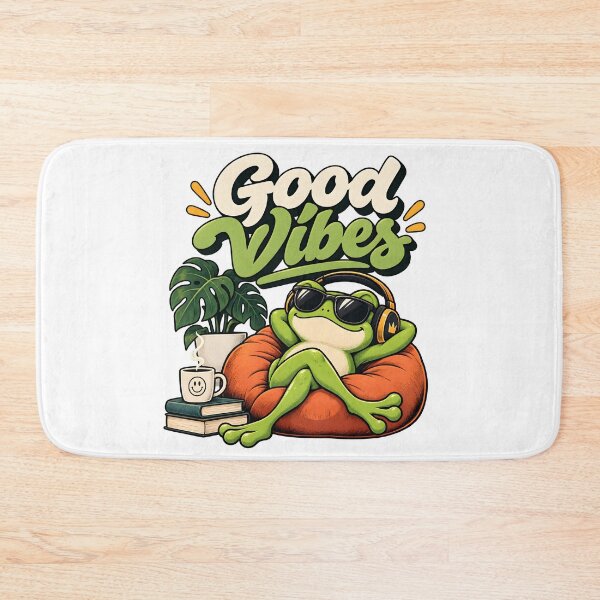 Item preview, Good Vibes Relaxed Frog Retro Cute designed and sold by shaswag.
