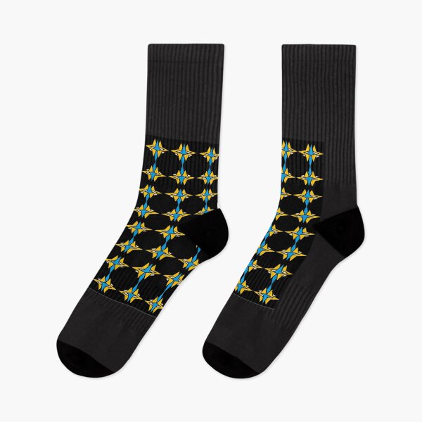 Item preview, Gold and Blue Geometric Star Seamless Pattern on Black designed and sold by Laremsaart.