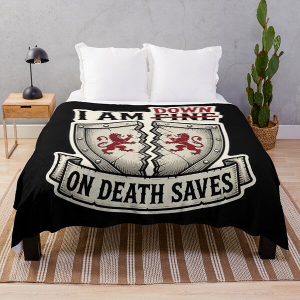 Item preview, I Am Down Death Saves - Funny Natural 1 RPG Strikethrough Shirt designed and sold by Dice_Goblin_Studio.