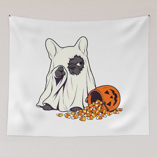 Item preview, French Bulldog Ghost Costume Grumpy Trick Or Treat Dog designed and sold by chattsuede.