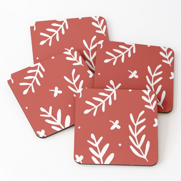 Item preview, White Botanical Leaves Pattern on Red Background designed and sold by PIXeez⭐️⭐️⭐️⭐️⭐️.