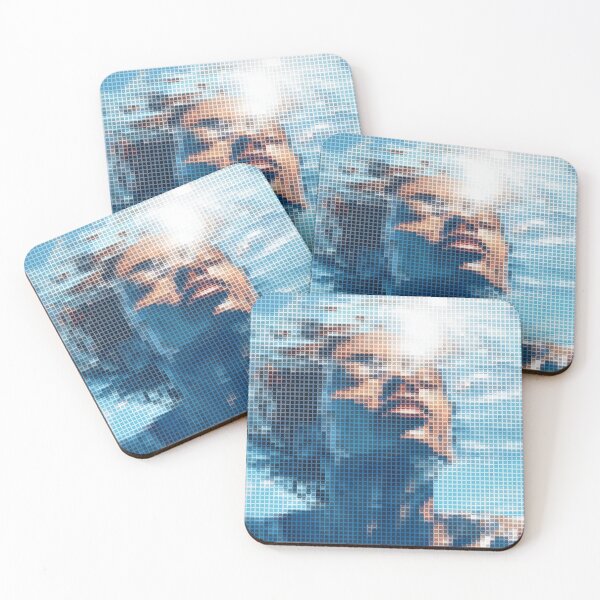 Item preview, Pixelated Mosaic Portrait of a Figure Looking Upwards designed and sold by The Design KAD.