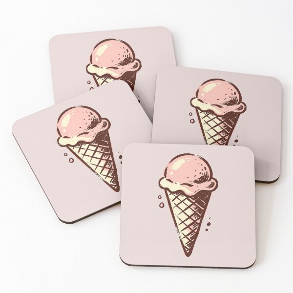 Item preview, Engraved style pink ice cream cone designed and sold by mixoubraw.