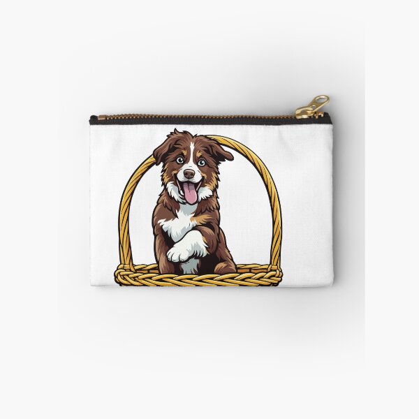 Item preview, Cute Australian Shepherd Puppy in a Basket designed and sold by Bluek9sDesign.