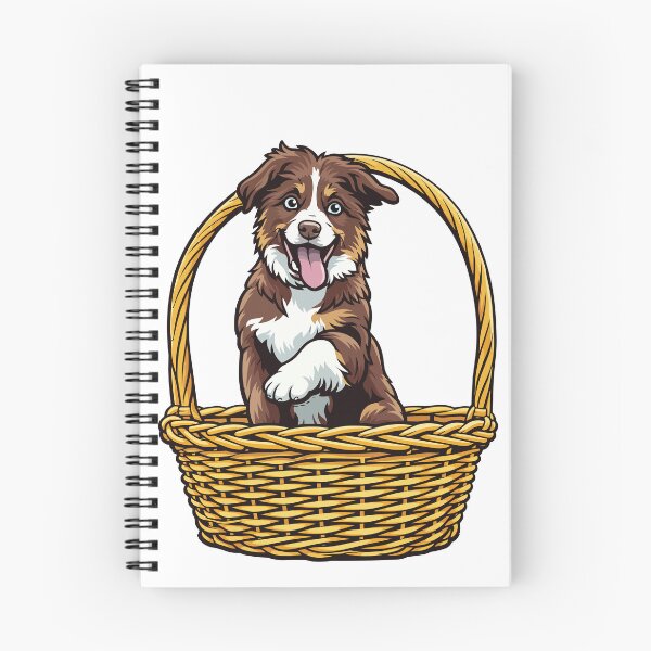 Item preview, Cute Australian Shepherd Puppy in a Basket designed and sold by Bluek9sDesign.