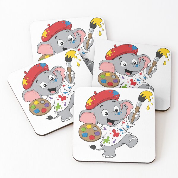 Item preview, Cute Little Painter Elephant With Palette And Brush Cartoon Graphic Tee Design designed and sold by Nubian Style.