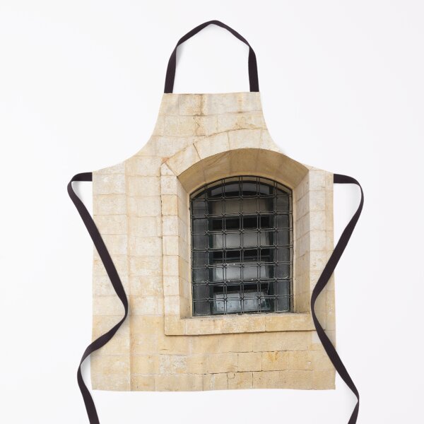 Item preview, Arched Stone Window With Iron Bars on Historic Beige Masonry Building Facade designed and sold by Nmallia.