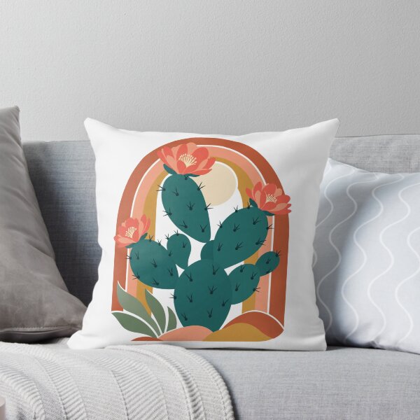 Item preview, Retro Desert Bloom – Flowering Cactus with Sunset Arches designed and sold by Pixel & Ponder.