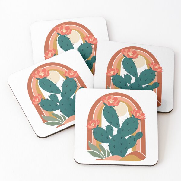 Item preview, Retro Desert Bloom – Flowering Cactus with Sunset Arches designed and sold by Pixel & Ponder.