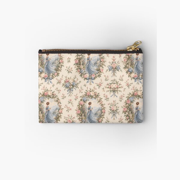 Item preview, Vintage Victorian Woman Floral Toile Pattern – Romantic Blue Garden Quilt & Curtain Design designed and sold by MimiSabu.