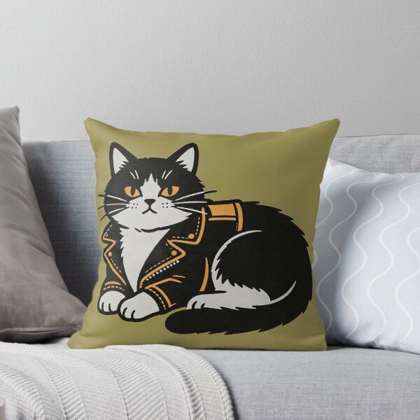 Item preview, Stylish cat in a biker-style jacket designed and sold by mixoubraw.