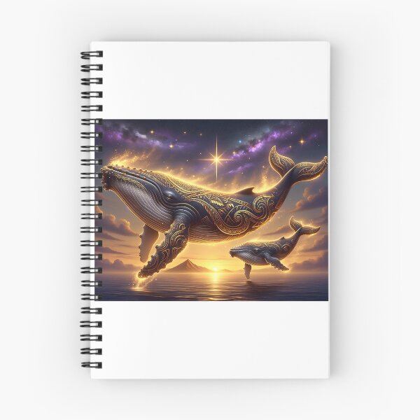 Item preview, Celestial Whale and Calf — Golden Flight Beneath the Stars designed and sold by Hawaii26.