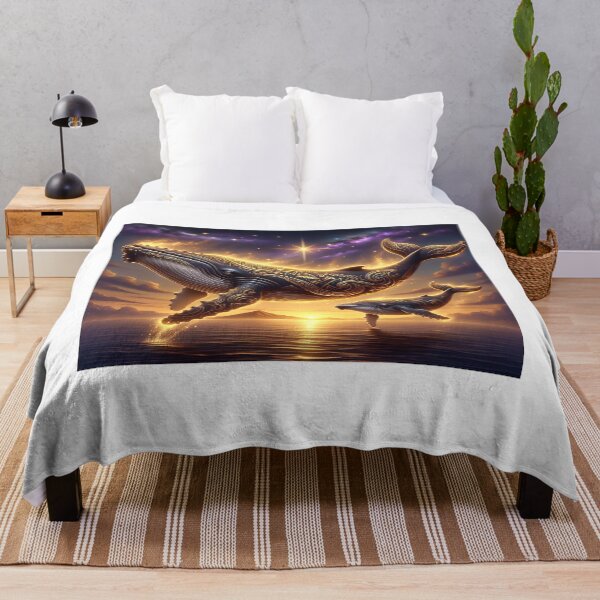 Item preview, Celestial Whale and Calf — Golden Flight Beneath the Stars designed and sold by Hawaii26.