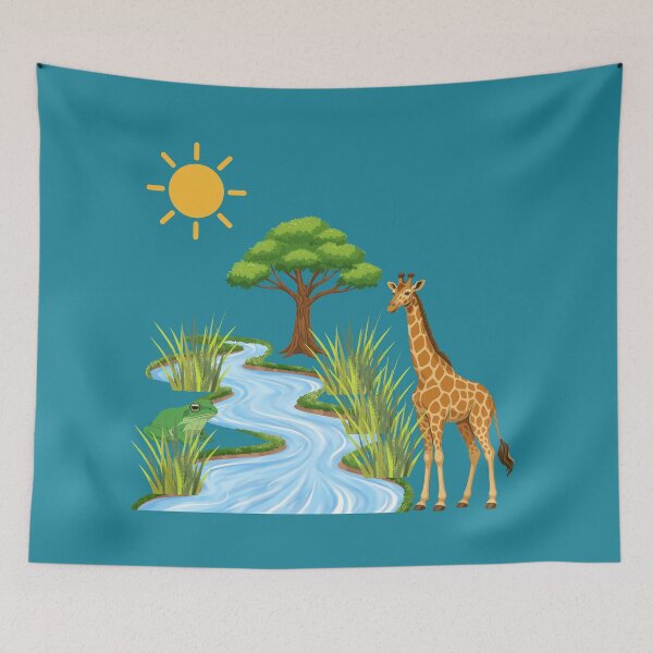 Item preview, Sunny River Day with Giraffe and Frog designed and sold by DidiDesignShop.