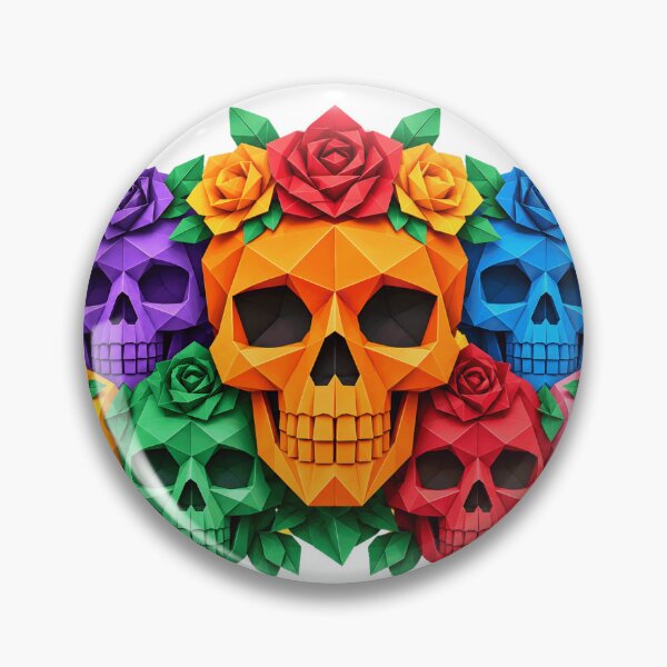 Item preview, Colorful Halloween Skull Bouquet – Low Poly Sugar Skull Halloween Design designed and sold by ArtSpark Studio.