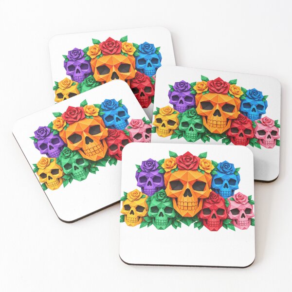 Item preview, Colorful Halloween Skull Bouquet – Low Poly Sugar Skull Halloween Design designed and sold by ArtSpark Studio.