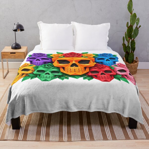 Item preview, Colorful Halloween Skull Bouquet – Low Poly Sugar Skull Halloween Design designed and sold by ArtSpark Studio.