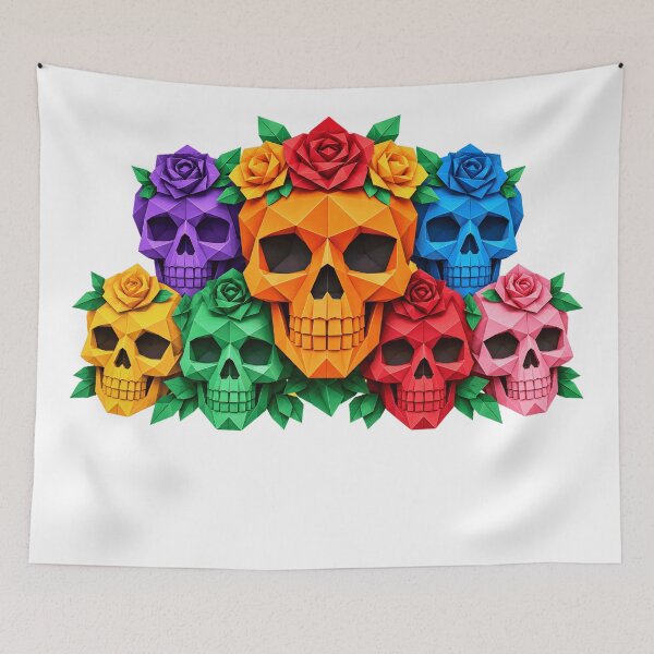 Item preview, Colorful Halloween Skull Bouquet – Low Poly Sugar Skull Halloween Design designed and sold by ArtSpark Studio.
