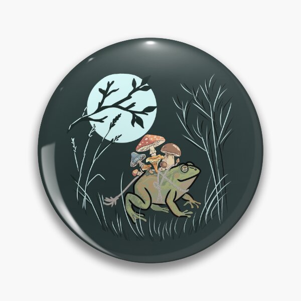 Item preview, Frog Moon Grass Cottagecore Mushroom Toad designed and sold by LeshanArt.