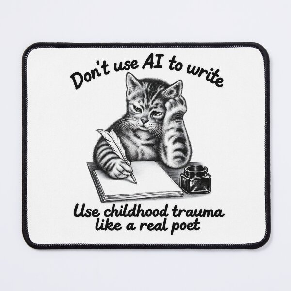 Item preview, Don't Use AI To Write, Use Childhood Trauma Like A Real Poet, Funny Cat Poet Writing Humor designed and sold by SiroBellucci.