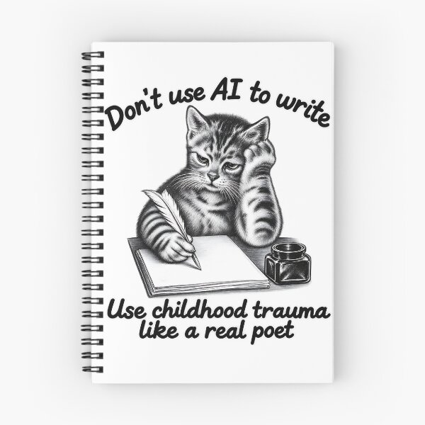 Item preview, Don't Use AI To Write, Use Childhood Trauma Like A Real Poet, Funny Cat Poet Writing Humor designed and sold by SiroBellucci.