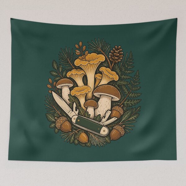 Item preview, Wild Botanical Mushroom Foraging Field Guide Art designed and sold by Fun2Fentastic.
