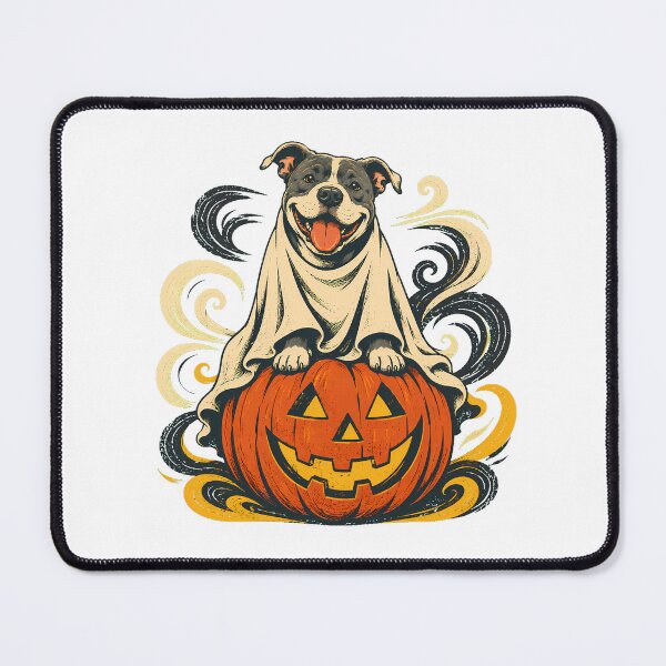 Item preview, Spooky Ghost Pit Bull Pumpkin Staffordshire Terrier designed and sold by chattsuede.