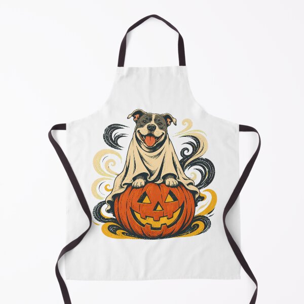 Item preview, Spooky Ghost Pit Bull Pumpkin Staffordshire Terrier designed and sold by chattsuede.