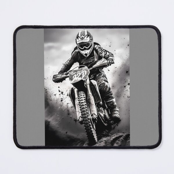 Item preview, Black And White Gritty Motocross Rider Mud Splatter Artwork designed and sold by RevUpDesign.