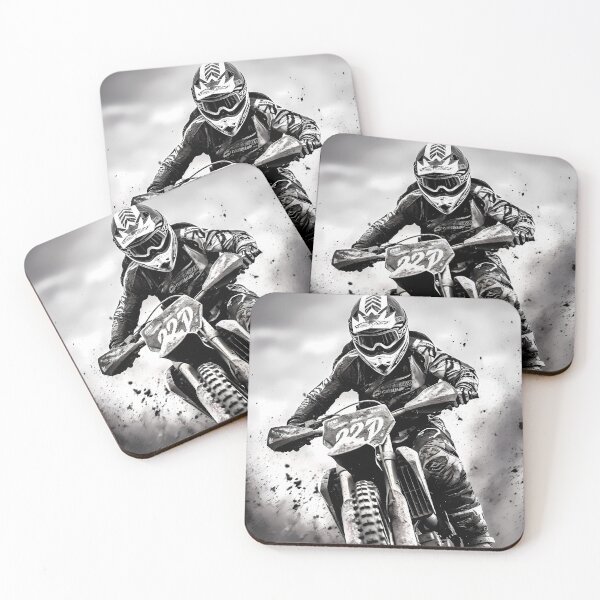 Item preview, Black And White Gritty Motocross Rider Mud Splatter Artwork designed and sold by RevUpDesign.