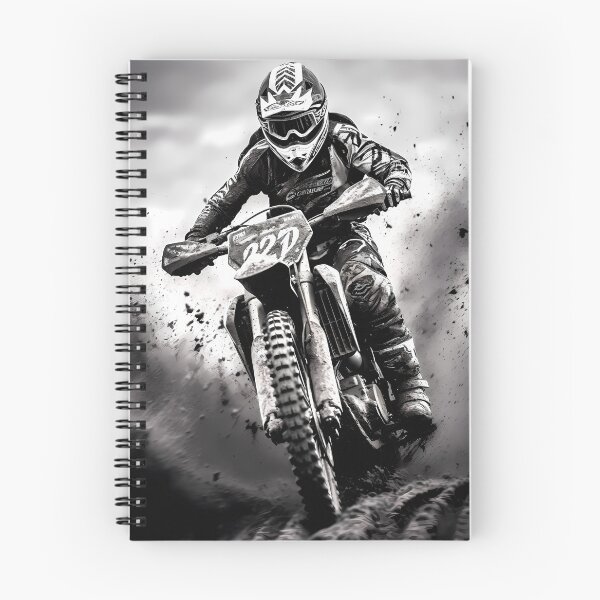 Item preview, Black And White Gritty Motocross Rider Mud Splatter Artwork designed and sold by RevUpDesign.