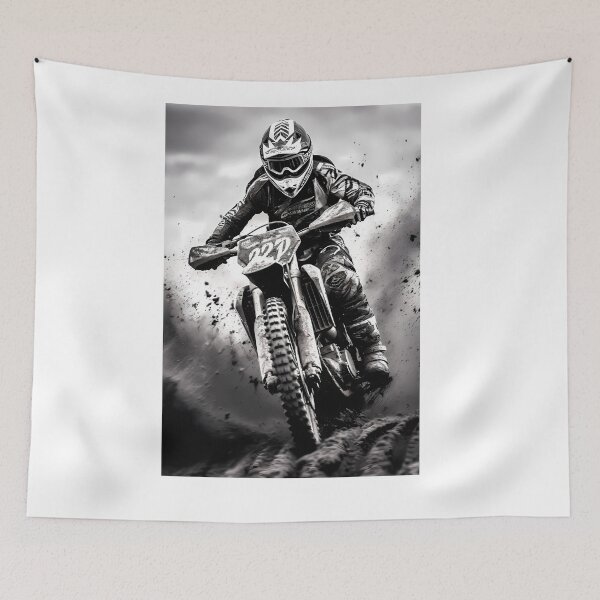 Item preview, Black And White Gritty Motocross Rider Mud Splatter Artwork designed and sold by RevUpDesign.