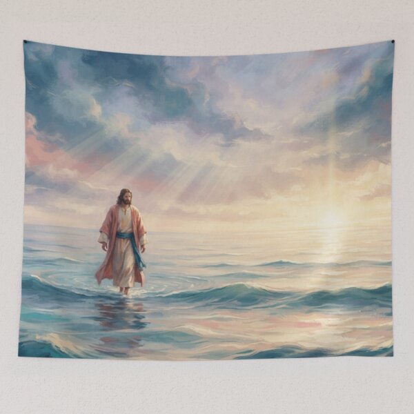 Item preview, Jesus Walking on Water Serene Christian Art designed and sold by MantoSagrado.