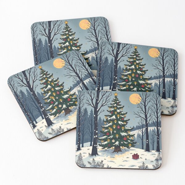 Item preview, Snowy Forest Christmas Tree with Candles and Ornaments designed and sold by Connys Colorful World.